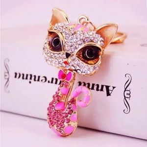 Betsey Johnson Pink Rhinestone & Gold Cat. NWT